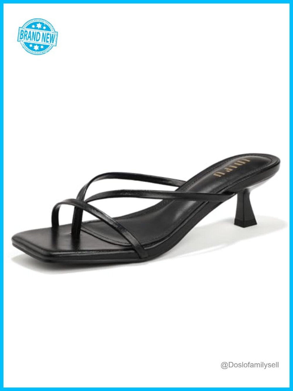 Kitten Heel Slide Sandals Strappy Square Open Toe Low Heels Comfortable Slip On
